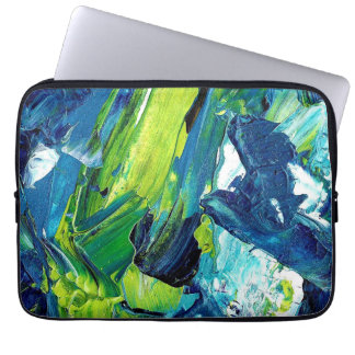 Abstract Acrylic Paint in Blue Laptop Sleeve