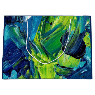 Abstract Acrylic Paint in Blue Large Gift Bag