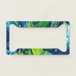 Abstract Acrylic Paint in Blue License Plate Frame