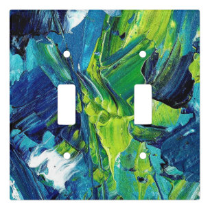 Abstract Acrylic Paint in Blue Light Switch Cover