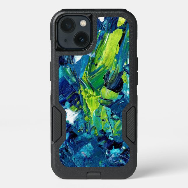 Abstract Acrylic Paint in Blue Otterbox iPhone Case (Back)