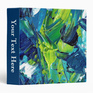 Abstract Acrylic Paint in Blue Personal Text 3 Ring Binder