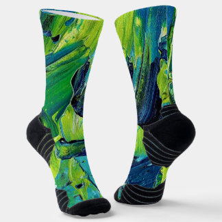 Abstract Acrylic Paint in Blue Socks
