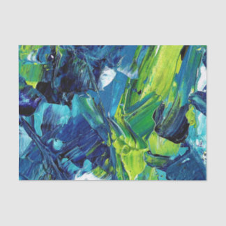 Abstract Acrylic Paint in Blue Tissue Paper