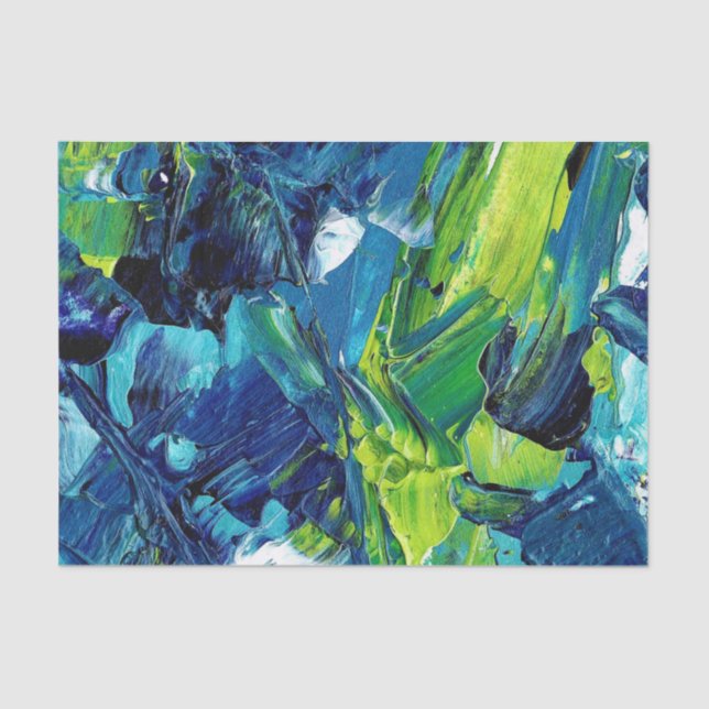 Abstract Acrylic Paint in Blue Tissue Paper (Front)