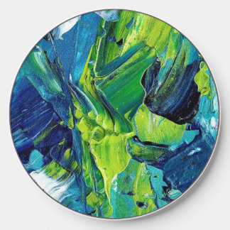 Abstract Acrylic Paint in Blue Wireless Charger