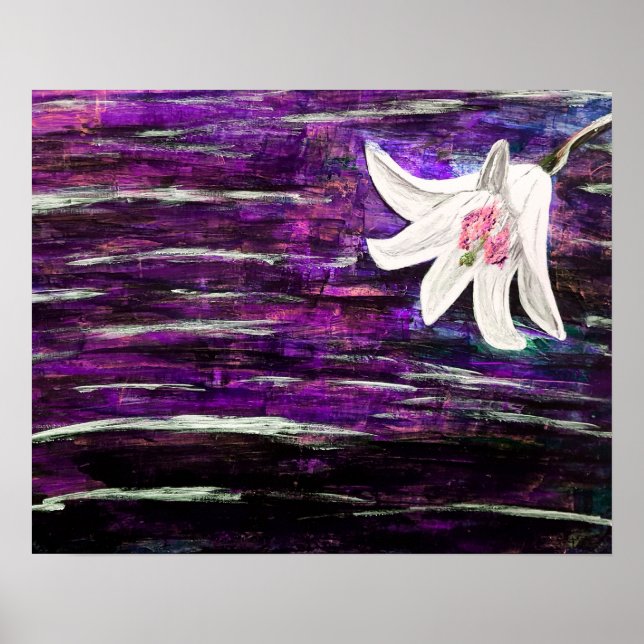 Abstract Acrylic Painting with Flower Poster (Front)