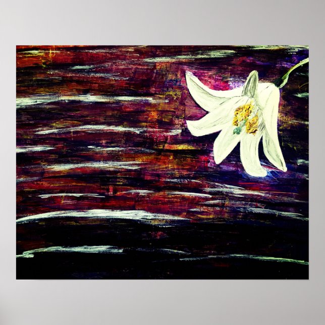 Abstract Acrylic Painting with Flower Poster (Front)