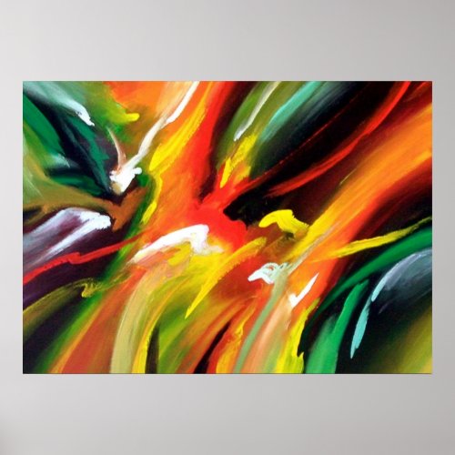 Abstract Action Painting Poster