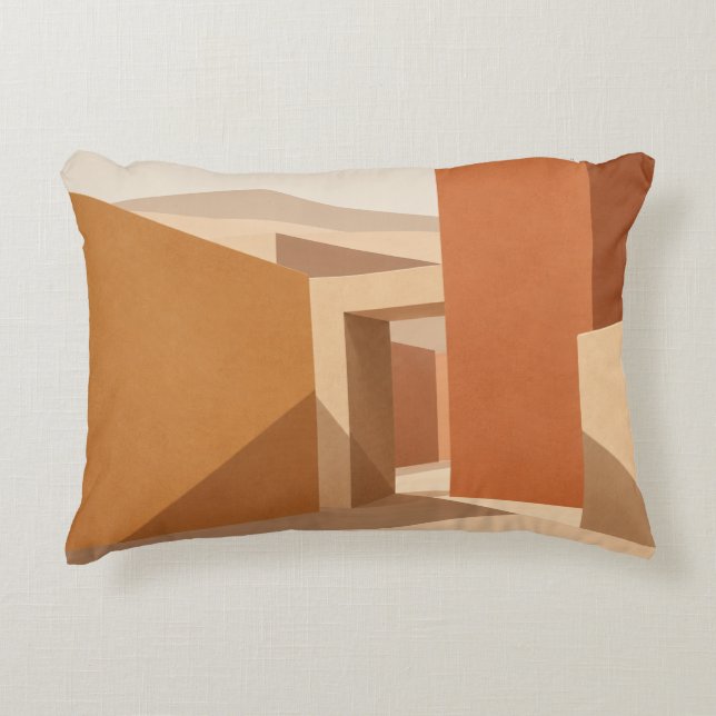 Abstract Adobe Desert Geometry Accent Pillow (Front)
