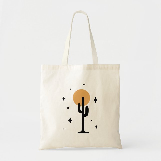 Abstract Aesthetic Boho Style Cactus with Sun Tote Bag (Front)