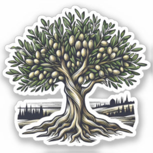 Abstract Aesthetic Falastin Olive Tree Artwork Sticker