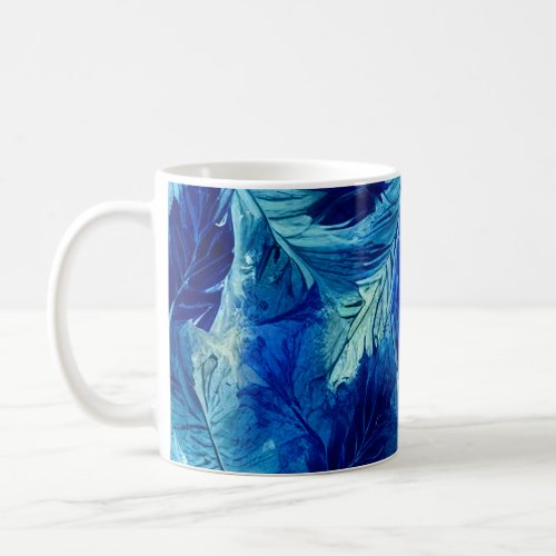 Abstract aesthetic watercolor navy blue foliage coffee mug