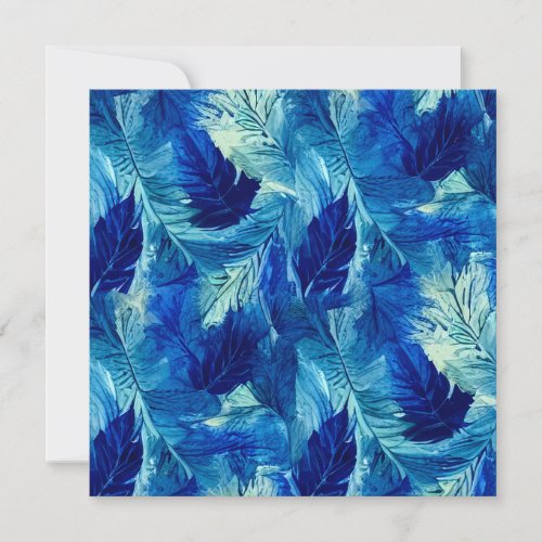 Abstract aesthetic watercolor navy blue foliage holiday card