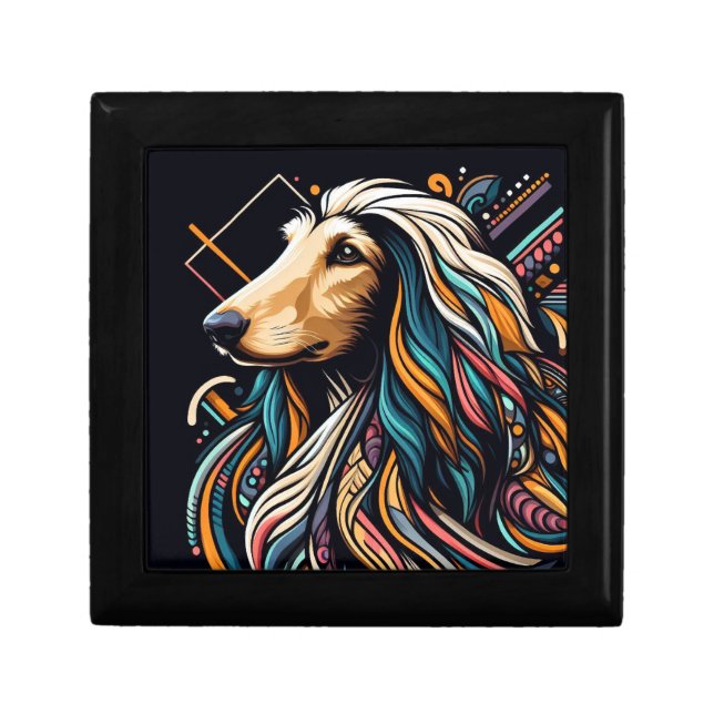 Abstract Afghan Dog Gift Box (Front)