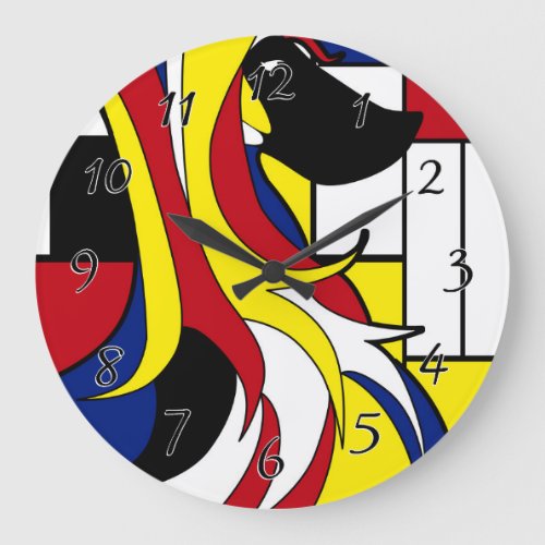 Abstract Afghan Hound Large Clock