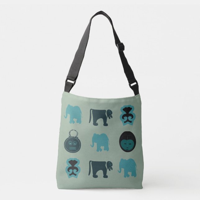 Abstract African animals and symbol art Crossbody Bag (Front)