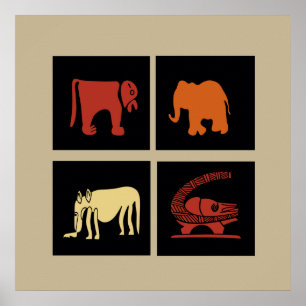 Abstract African animals art Poster
