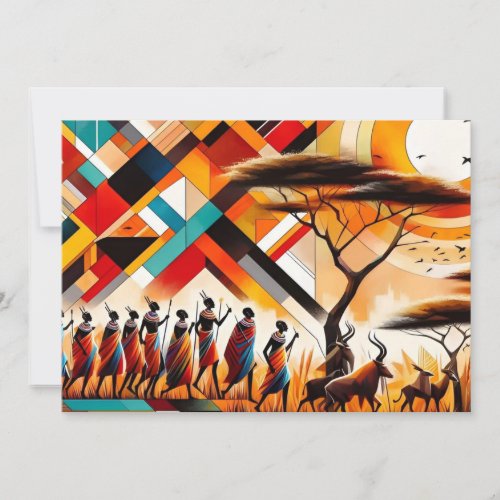 Abstract African Art Masai Geometric Invitation