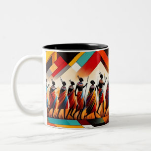 Abstract African Art Masai Geometric Two-Tone Coffee Mug