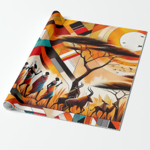 Abstract African Art Masai Geometric Wrapping Paper