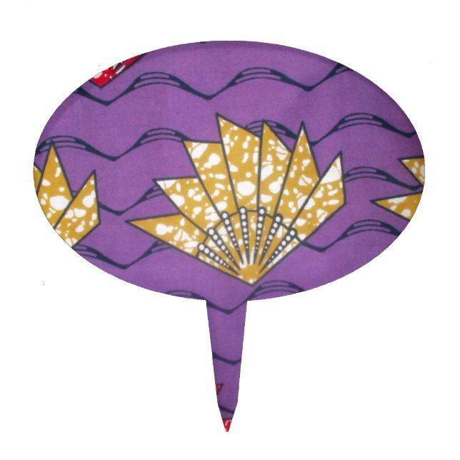 Abstract African Art: Purple Passion Waves Cake Topper (Front)