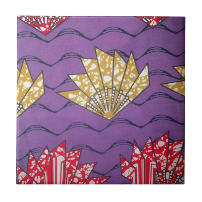 Abstract African Art: Purple Passion Waves Ceramic Tile (Front)
