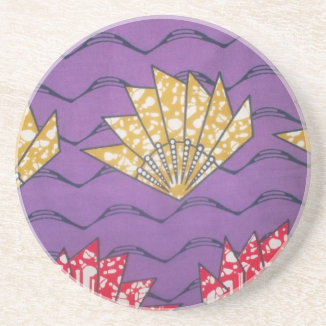 Abstract African Art: Purple Passion Waves Coaster (Front)