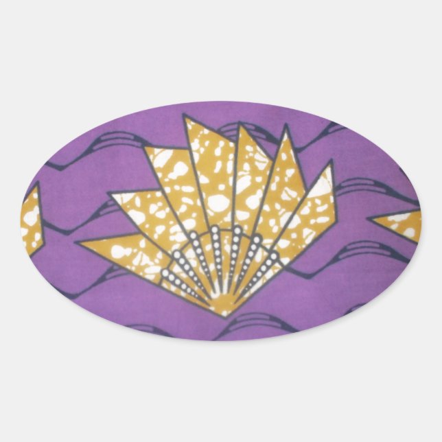 Abstract African Art: Purple Passion Waves Oval Sticker (Front)