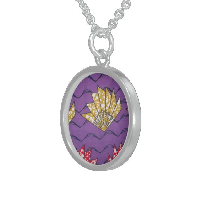 Abstract African Art: Purple Passion Waves Sterling Silver Necklace (Front Right)
