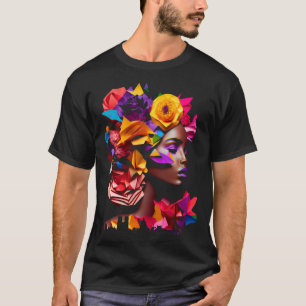 Abstract African Black Origami Hair Queen Paris Sk T-Shirt