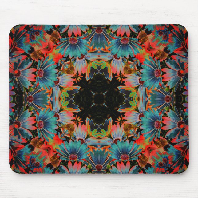 Abstract African Daisies Floral Art Mouse Pad (Front)