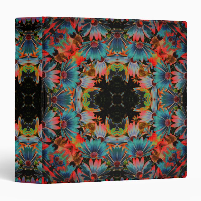 Abstract African Daisy Flowers  3 Ring Binder (Front/Spine)
