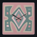 Abstract African geometric tribal pattern Square Wall Clock<br><div class="desc">This original African abstract tribal pattern with awesome tribal ethnic ornament is a great birthday, holiday, and Christmas gift idea for people who love African tribal motifs, culture, and history. The best colorful African art illustration for your wardrobe collection. If you like what you see, check out similar designs in...</div>