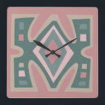 Abstract African geometric tribal pattern Square Wall Clock<br><div class="desc">This original African abstract tribal pattern with awesome tribal ethnic ornament is a great birthday, holiday, and Christmas gift idea for people who love African tribal motifs, culture, and history. The best colorful African art illustration for your wardrobe collection. If you like what you see, check out similar designs in...</div>