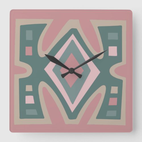 Abstract African geometric tribal pattern Square Wall Clock