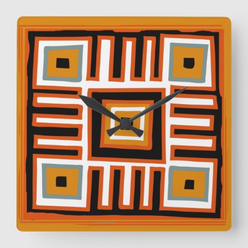 Abstract African geometric tribal pattern Square Wall Clock