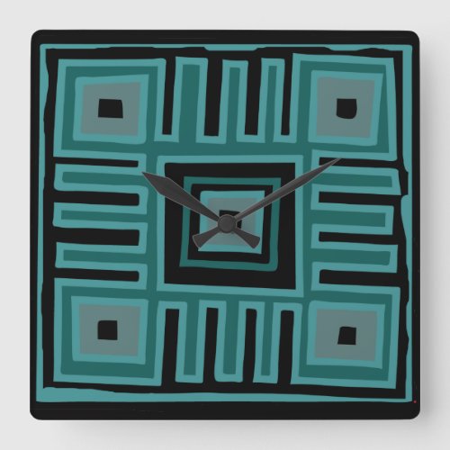 Abstract African geometric tribal pattern Square Wall Clock