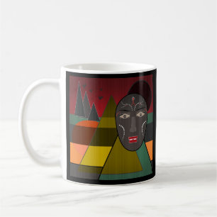 Abstract african mask in retro vintage colors coffee mug