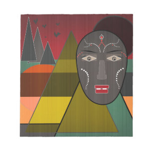 Abstract african mask in retro vintage colors notepad
