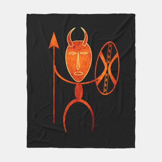 Abstract African primitive silhouette art Fleece Blanket (Front)