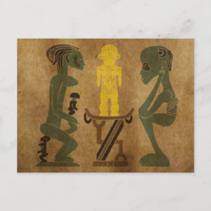 Abstract African ritual scene art Postcard
