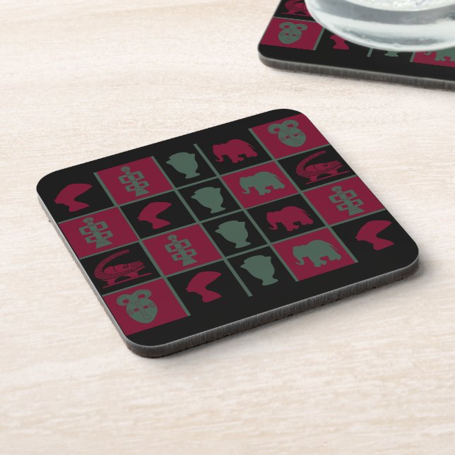 Abstract african tribal art beverage coaster (Left Side)