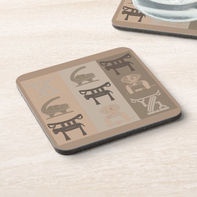 Abstract african tribal art beverage coaster (Left Side)