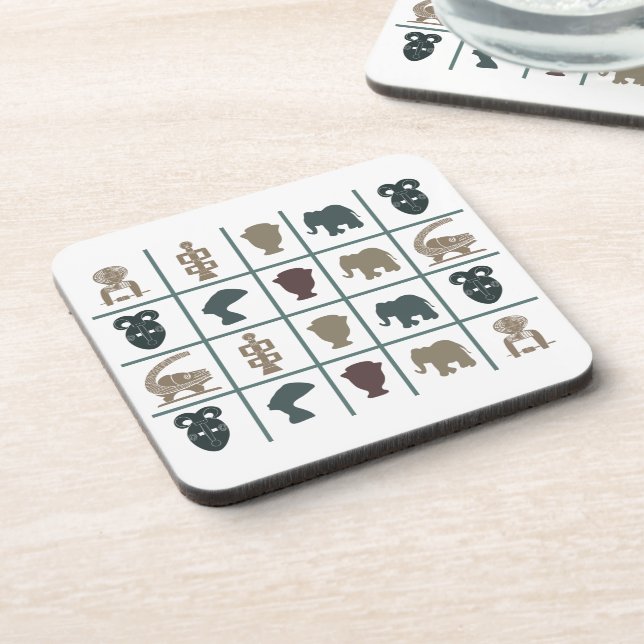 Abstract african tribal art beverage coaster (Left Side)