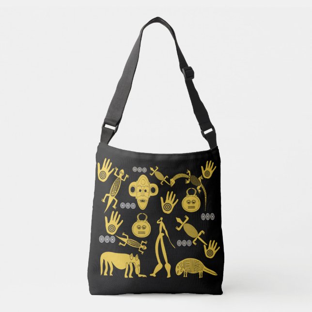 Abstract African tribal art Crossbody Bag (Front)