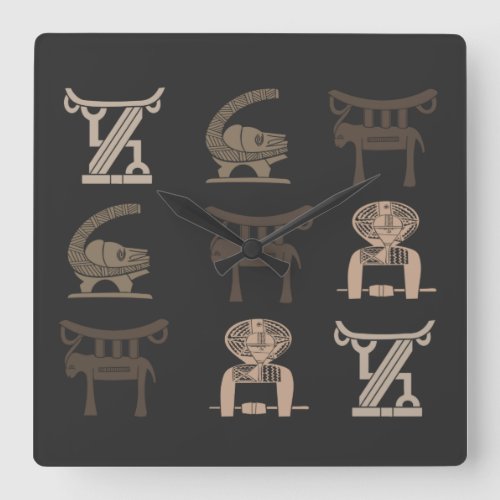 Abstract african tribal art square wall clock