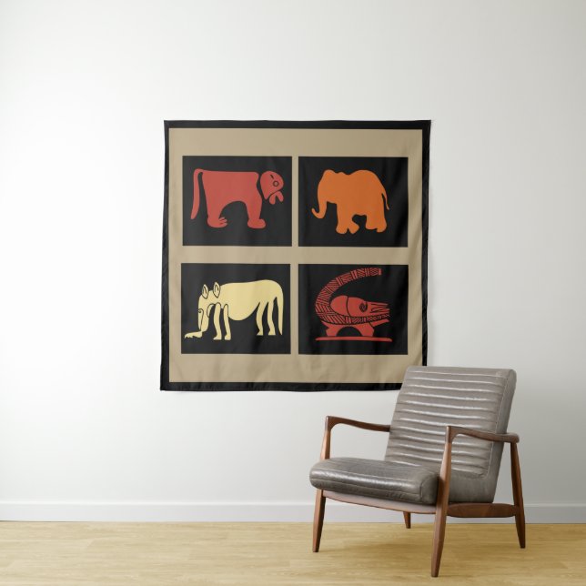 Abstract african tribal art tapestry (In Situ)