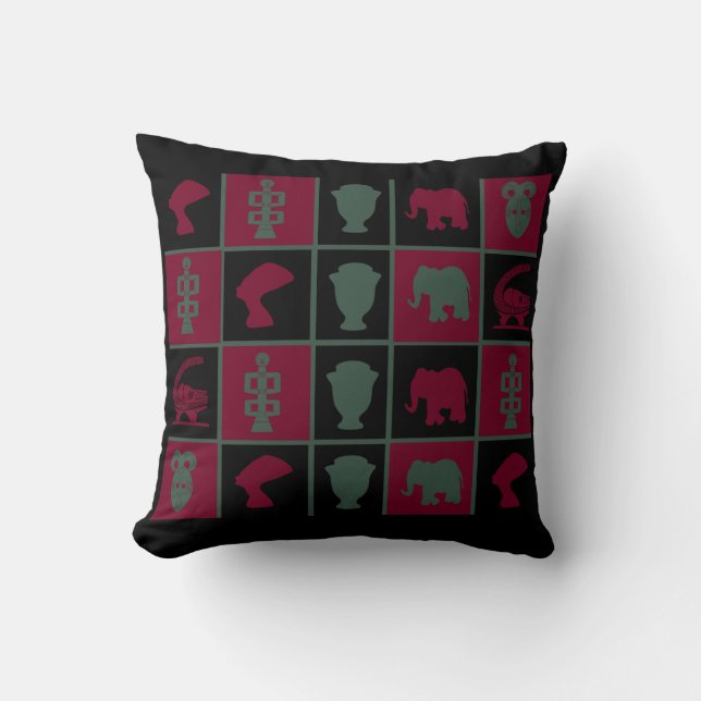 Abstract african tribal art throw pillow (Front)