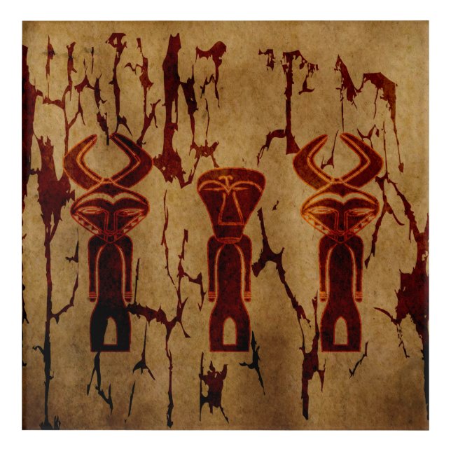 Abstract african tribal cave drawing acrylic print (Front)